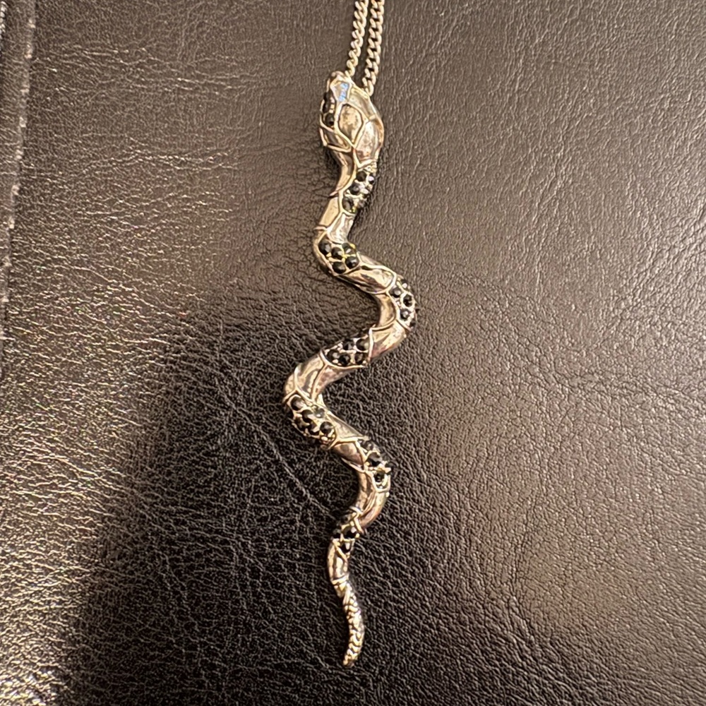 Silver-Tone Snake Pendant Necklace